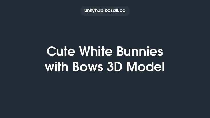 Cute White Bunnies with Bows 3D Model Thumbnail