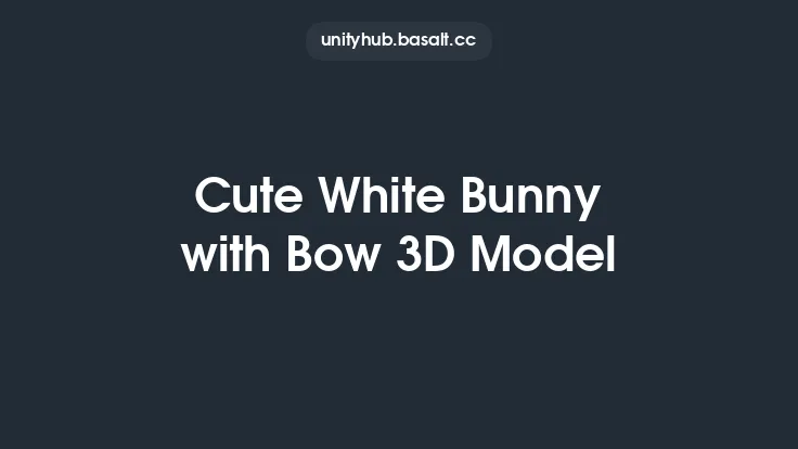 Cute White Bunny with Bow 3D Model Thumbnail