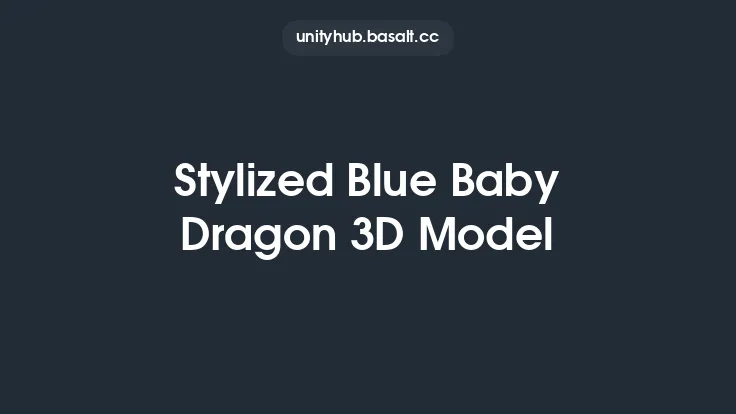 Stylized Blue Baby Dragon 3D Model Thumbnail