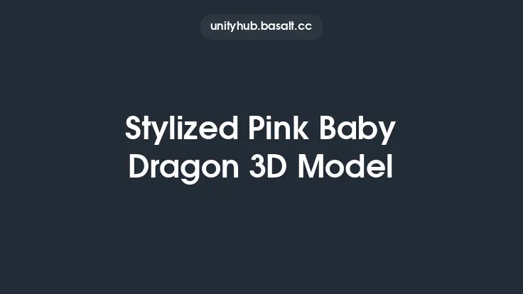 Stylized Pink Baby Dragon 3D Model Thumbnail